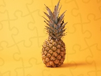Żółte tło, Owoc, Ananas