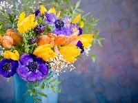 Anemony, Bukiet Kwiatów, Tulipany