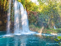 Drzewa, Wodospad, Rzeka, Turcja, Skały, Duden Waterfalls, Antalya