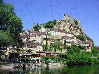 Architektura, Beynac, Francja, Woda