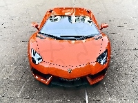 Światła, Lamborghini, Aventador, Szyba