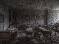 Ławki, Sala, Nuty, Zaniedbana, Klasa, Biurko