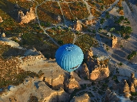 Balon, Kapadocja, Turcja, Park Narodowy Goreme, Z Lotu ptaka, Skały