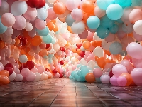 Balony, Baloniki, Kolorowe, Grafika, Dekoracja