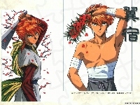 bandaże, Fushigi Yuugi, facet, kwiaty