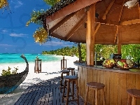 Bar, Ocean, Plaża, Tropik