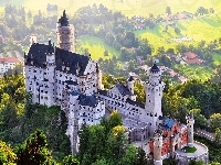 Bawaria, Zamek Neuschwanstein, Panorama, Niemcy