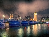 Big Ben, Europa, Anglia, Wielka Brytania, Londyn, Tamiza