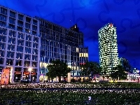 Berlin, Nocą, Budynki, Plac Poczdamski, Miasto