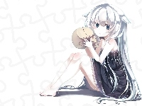 Białe, Anime, Dziewczyna, Czaszka, Włosy