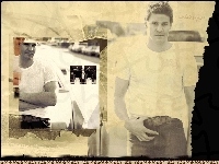biały t-shirt, David Boreanaz, pasek