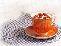 Bita, Maliny, Filiżanka, Deser, Śmietana