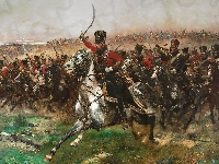 Malarstwo, Jean Baptiste Édouard Detaille, Obraz, Konie, Bitwa