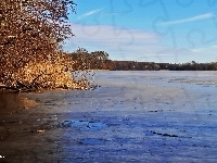 Błękitne, Zamarznięte, Jezioro, Niebo