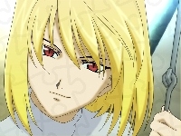 blond włosy, Shingetsutan Tsukihime, czerwone oczy
