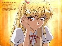 blond włosy, School Rumble, kokarda