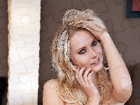 Blondynka, Uśmiech, Kobieta, Portret