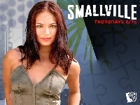 bluzka, Tajemnice Smallville, Kristin Kreuk, napis