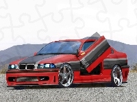 BMW 3, Tuning, Czerwony, Czarny, E36