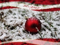 Śnieg, Narodzenie, Czerwona, Bombka, Boże