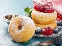 Maliny, Pączki, Donuty, Borówki
