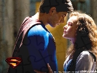 Kate Bosworth, zbliżenie, Superman Returns, Brandon Routh, logo