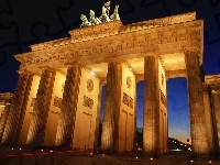 Brama Brandenburska, Berlin, Niemcy, Noc