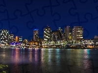 Brisbane, Rzeka, Dom, Noc, Australia