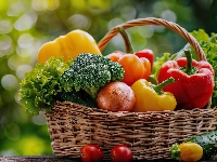 Sałata, Warzywa, Koszyk, Brokuł, Grafika AI, Papryka