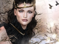 Brunetka, Kobieta, Grafika 2D, Korona