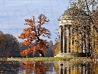 Budowla, Jesień, Park, Staw, Drzewo