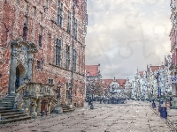 Kamienice, Ratusz, Gdańsk, Budynek, HDR, Ulica