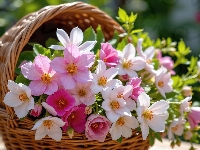 Koszyk, Bukiet, Kwiatów, Grafika AI