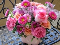 Różowych, Bukiet, Kwiatów