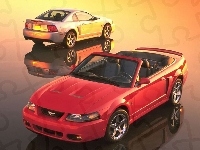 Cabrio, Mustang, Czerwony, Srebrny