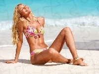 Candice Swanepoel, Plaża, Roześmiana, Modelka, Ocean