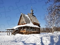 Cerkiew, Śnieg, Mikołaja, Zima, Drzewa, Świętego