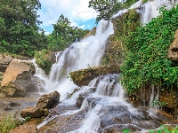 Wodospad, Skały, Drzewo, Roślinność, Mae Ya Waterfall, Chiang Mai, Tajlandia, Kamienie, Park Narodowy Doi Inthanon