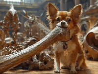Mały, Chihuahua, Pies, Kość, Duża
