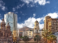 Niebo, Santiago, Miasto, Chile, Góry, Budynki