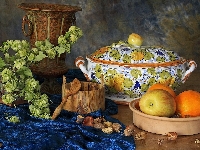 Kompozycja, Chmiel, Waza, Pomarańcze, Jabłko