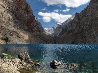 Chmury, Góry, Jezioro, Tadżykistan