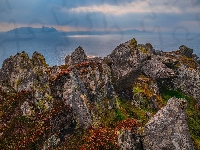 Skały, Irlandia, Morze, Chmury