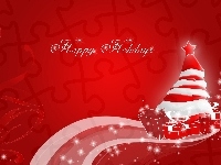 Choinka, Happy, Holidays, Prezenty