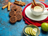 Filiżanka, Ciasteczka, Herbata, Cynamon, Cytryna