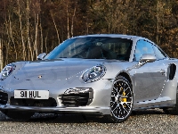 Srebrny, Coupe, Porsche 911 Turbo