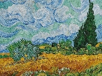 Pszenicy, Cyprysami, Vicent Van Gogh, Pole, Z