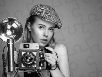 Czapka, Kobieta, Aparat fotograficzny