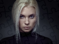 Czarna, Kobieta, Blondynka, Bluzka