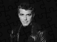 kurtka, czarna koszulka, George Clooney